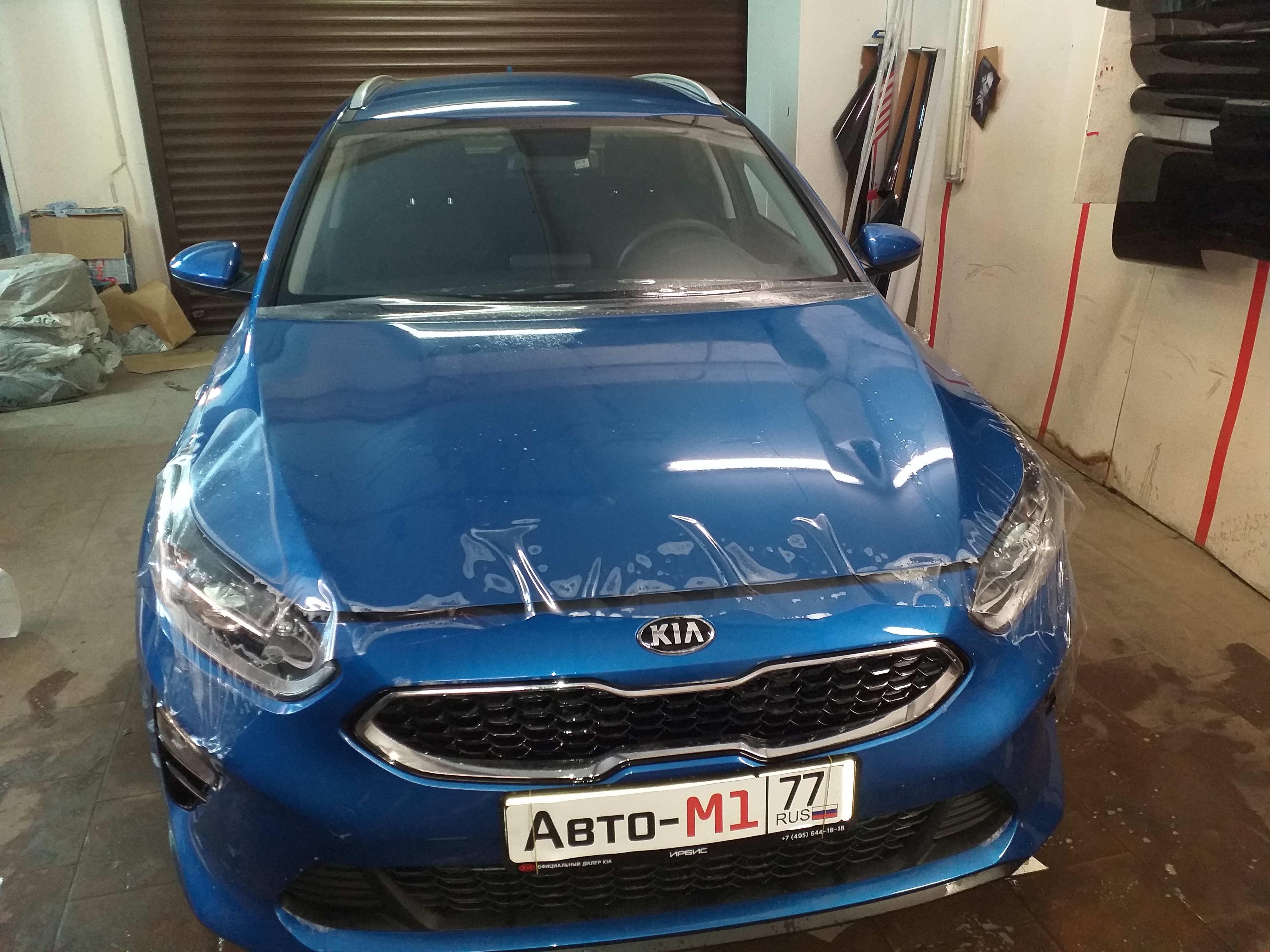 Антигравийная защита фар и капота на KIA Ceed
